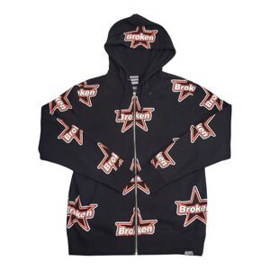 Broken Promises Full Zip  Black Hoodie Men’s Medium All Over Print